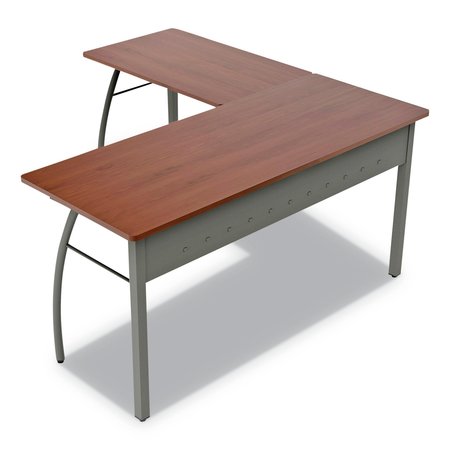 LINEA ITALIA L Shaped Desk, 59.13 in D, 59.13" W, 29.5" H, Cherry, Steel LITTR737CH